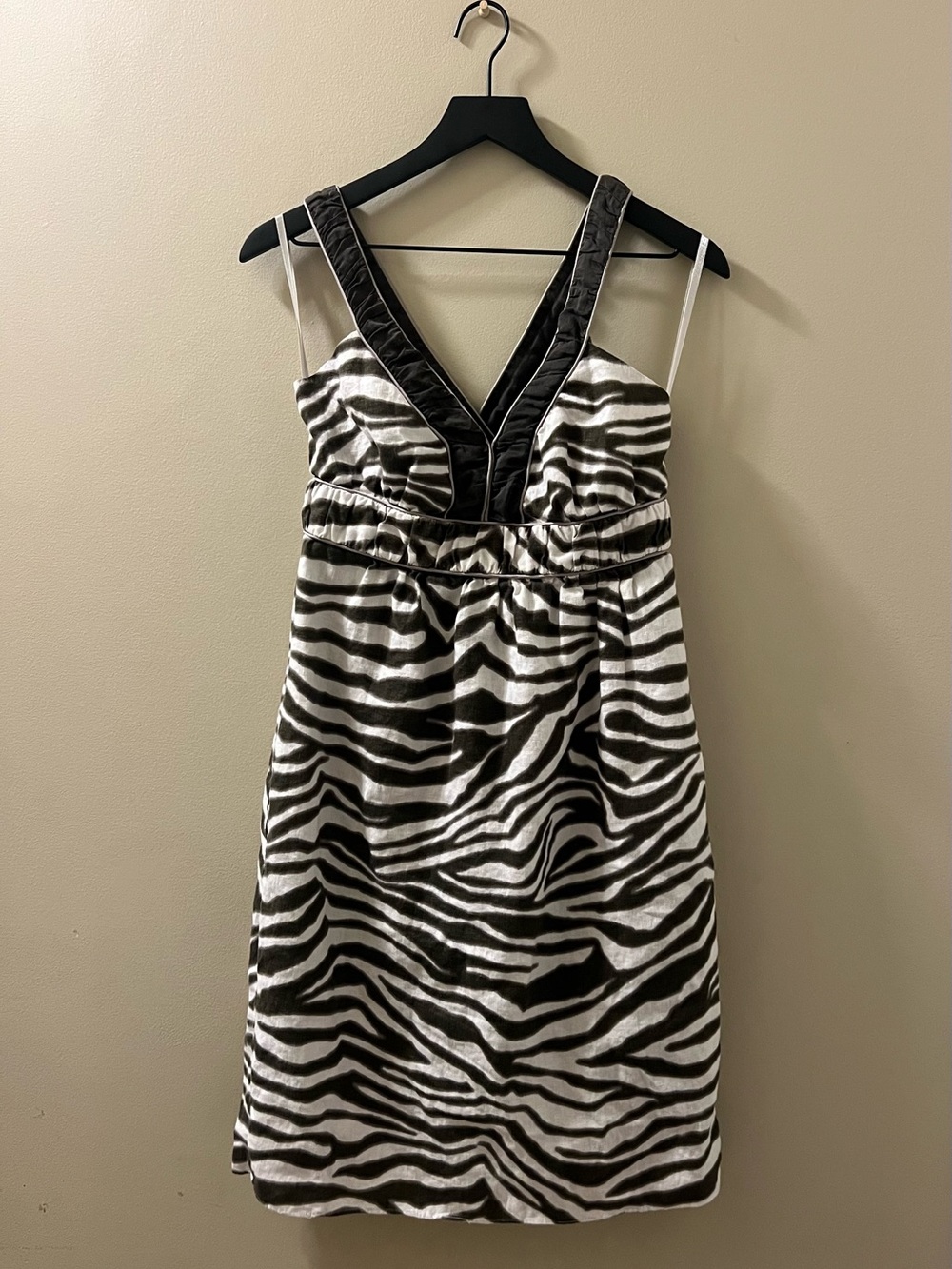 Organic Linen & Cotton Banana Republic Brown & White Zebra Print Strappy Dress